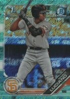 2019 Bowman Prospects Chrome #82 Marco Luciano Aqua Shimmer Baseball Card