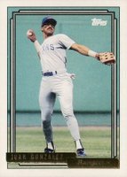 1992 Topps Gold #27 Juan Gonzalez Baseball Card