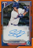 2024 Bowman Chrome Chrome Rookie Autographs #CRAEC Evan Carter Orange Refractor Baseball Card