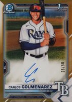 2021 Bowman Chrome Prospect Autographs #CPACC Carlos Colmenarez Gold Refractor Baseball Card