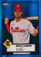 2021 Topps Chrome Platinum Anniversary #185 Bryce Harper Blue Prism Refractor Baseball Card