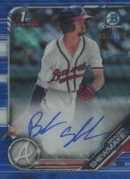 2019 Bowman Draft Chrome Draft Picks Autograph #CDABSH Braden Shewmake Blue Refractor Baseball Card