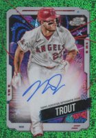 2024 Topps Chrome Cosmic Cosmic Chrome Autographs #MT Mike Trout Green Space Dust Refractor Baseball Card