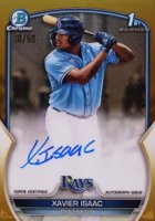 2023 Bowman Chrome Prospect Autographs #CPAXI Xavier Isaac Gold Refractor Baseball Card