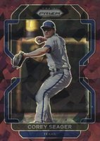 2022 Panini Prizm #225 Corey Seager Burgundy Cracked Ice Prizm Baseball Card