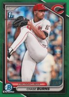2024 Bowman Draft #BDC55 Chase Burns Chrome-Green Refractor Baseball Card