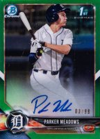 2018 Bowman Draft Chrome Draft Picks Autographs #CDAPM Parker Meadows Green Refractor Baseball Card