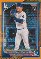 2024 Bowman Chrome Mega Box #73 Yoshinobu Yamamoto Gold Refractor Baseball Card