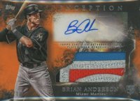 2018 Topps Inception Autograph Patch #IAPBA Brian Anderson Orange Baseball Card