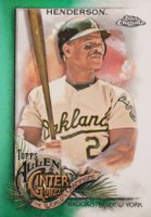 2022 Topps Allen & Ginter Chrome #12 Rickey Henderson Green Refractor Baseball Card