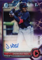 2022 Bowman Chrome Prospect Autographs #CPAJN Jhonkensy Noel Purple Refractor Baseball Card