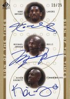 2000 SP Authentic Sign of the Times Triple # Kevin Garnett/Kobe Bryant/Michael Jordan Basketball Card