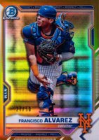 2021 Bowman Chrome Prospects #BCP53 Francisco Alvarez Gold Refractor Baseball Card