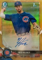 2018 Bowman Draft Chrome Draft Picks Autographs #CDANH Nico Hoerner Gold Refractor Baseball Card