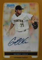 2012 Bowman Prospects #BCP86 Gerrit Cole Chrome-Gold Refractor-Autograph Baseball Card