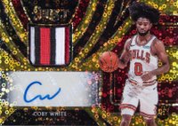 2019 Select Rookie Jersey Autographs #CBW Coby White Gold Disco Basketball Card