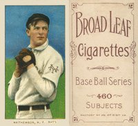 1909 White Borders Broadleaf 460 #307 Christy Mathewson Dark Cap Baseball Card