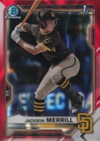 2021 Bowman Draft #BDC119 Jackson Merrill Chrome-Red Refractor Baseball Card