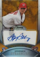 2010 Bowman Sterling #1 Stephen Strasburg Gold Refractor-Autograph Baseball Card