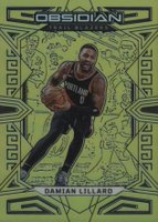 2022 Panini Obsidian #40 Damian Lillard Electric Etch Yellow Flood Basketball Card