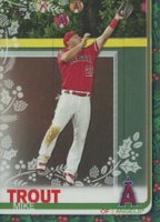 2019 Topps Holiday #31 Mike Trout Christmas Trees Behind Wall Baseball Card