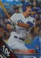 2016 Topps Chrome #150 Corey Seager Blue Refractor Baseball Card