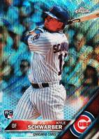 2016 Topps Chrome #166 Kyle Schwarber Vertical-Blue Wave Refractor Baseball Card