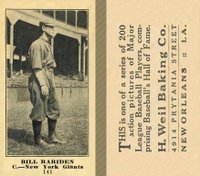 1916 Weil Baking Co. #141 Bill Rariden Baseball Card
