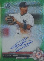 2017 Bowman Prospects Autographs #GT Gleyber Torres Chrome-Green Shimmer Baseball Card