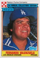 1984 Ralston Purina Hand Cut #10 Fernando Valenzuela Baseball Card
