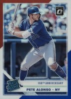 2019 Panini Donruss Optic #82 Pete Alonso Red/White/Blue 150th Anniversary Baseball Card