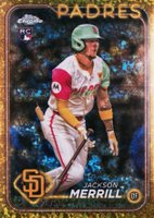 2024 Topps Chrome Update #USC153 Jackson Merrill Gold Mini Diamond Refractor Baseball Card