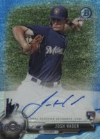 2017 Bowman Chrome Autograph Rookies #JHA Josh Hader Blue Refractor Baseball Card