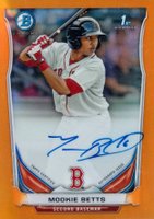 2014 Bowman Prospect Autograph #MB Mookie Betts Chrome-Orange Refractor Baseball Card