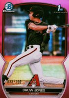 2023 Bowman Chrome Prospects #BCP25 Druw Jones Fuchsia Refractor Baseball Card