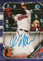 2019 Bowman Draft Chrome Draft Picks Autograph #CDAKS Kyle Stowers Purple Refractor Baseball Card
