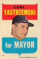 1967 Topps Red Sox Stickers #29 Carl Yastrzemski For Mayor Baseball Card