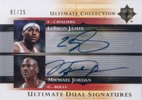 2005 Ultimate Collection Ultimate Dual Signatures #DS-JJ LeBron James/Michael Jordan Basketball Card