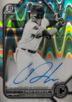 2022 Bowman Draft Chrome Draft Pick Autographs #CDACD Chase Delauter Black & White Raywave Refractor Baseball Card