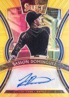 2020 Panini Select Signatures #SJD Jasson Dominguez Gold Prizm Baseball Card