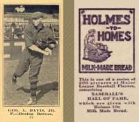 1916 Holmes for Homes Bread #45 Geo. A. Davis, Jr. Baseball Card