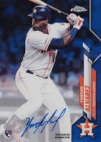 2020 Topps Chrome Rookie Autographs #RAYA Yordan Alvarez Blue Refractor Baseball Card