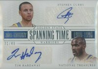 2013 Panini National Treasures Spanning Time Dual Signatures #ST-ST Stephen Curry/Tim Hardaway Basketball Card