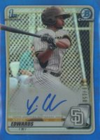 2020 Bowman Chrome Prospect Autographs #CPAXE Xavier Edwards Blue Refractor Baseball Card