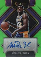 2021 Panini Select Signatures #SGMJN Magic Johnson Neon Green Prizm Basketball Card