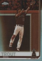 2019 Topps Chrome #200 Mike Trout Jumping-Sepia Refractor Baseball Card