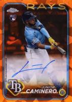 2024 Topps Chrome Sapphire Update Series Chrome Sapphire Autographs #JCA Junior Caminero Orange Baseball Card