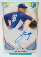 2014 Bowman Chrome Autograph Prospects #JU Julio Urias Refractor Baseball Card