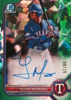 2022 Bowman Chrome Prospect Autographs #CPAYML Yeison Morrobel Green Atomic Refractor Baseball Card