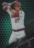 2020 Topps Chrome Black #100 Mike Trout Green Refractor Baseball Card